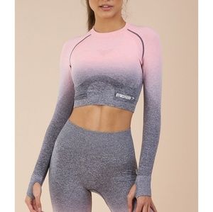 XSmall Gymshark Pink/Grey Ombre Seamless Crop Top